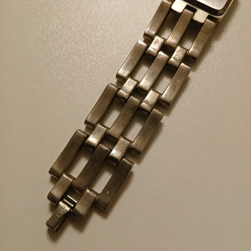 Vintage 90s Saint Laurent Women's Silver Tone Square MOP Dial Quartz Watch - Picture 15 of 17